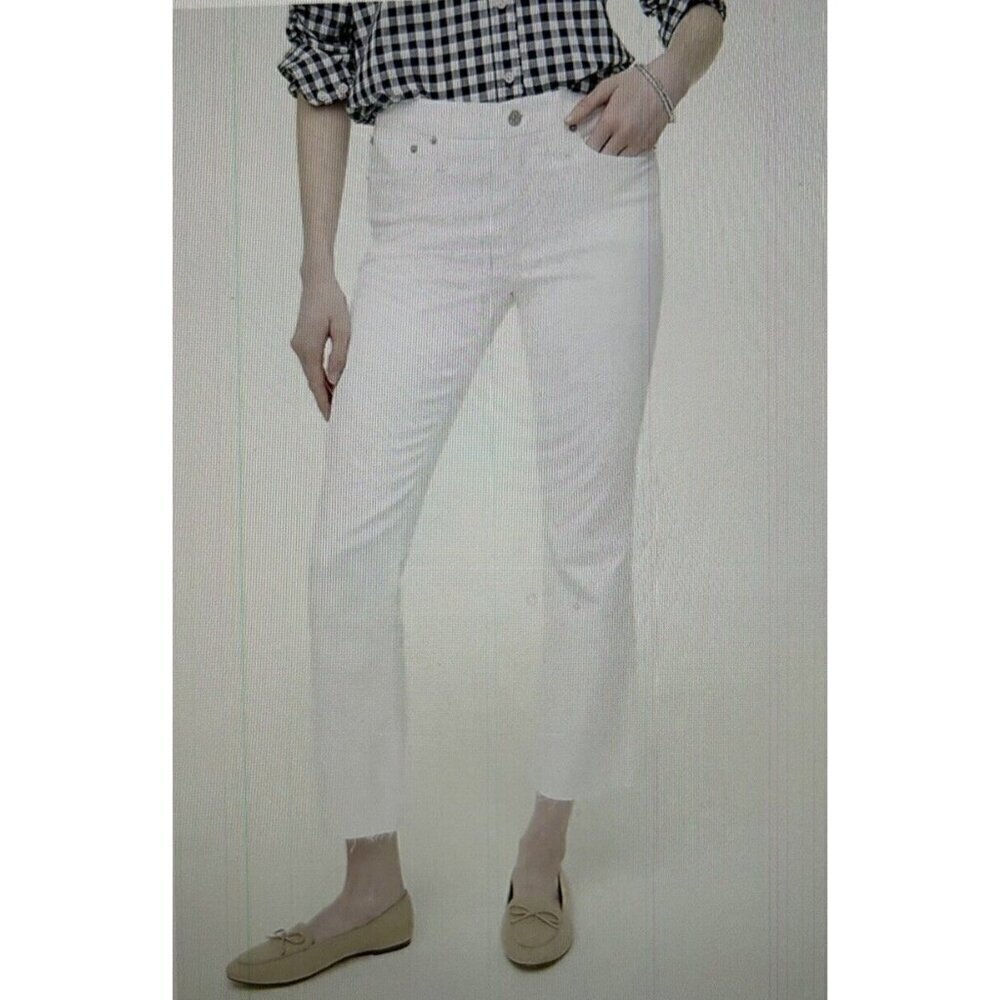 J.CREW Mid-Rise Flare Crop Signature Stretch White Jeans